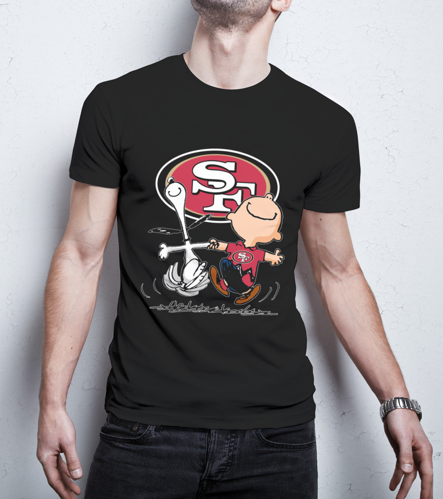 Snoopy And Charlie Brown Dancing With San Francisco 49ers SF T-Shirt