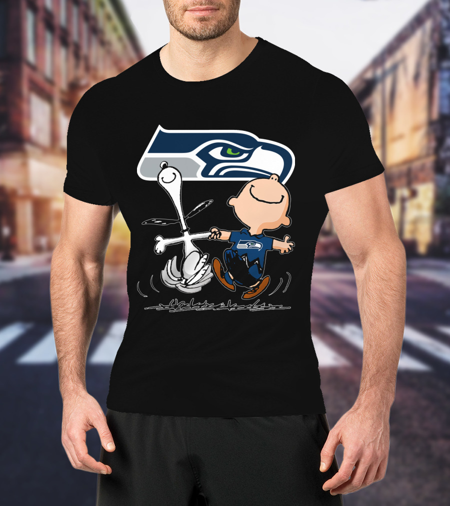 Snoopy Dance Seattle Seahawks Logo Charlie Brown T-Shirt