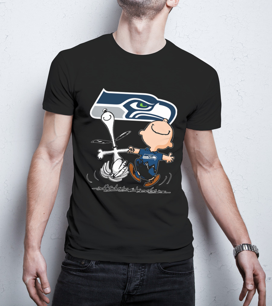 Snoopy Dance Seattle Seahawks Logo Charlie Brown T-Shirt
