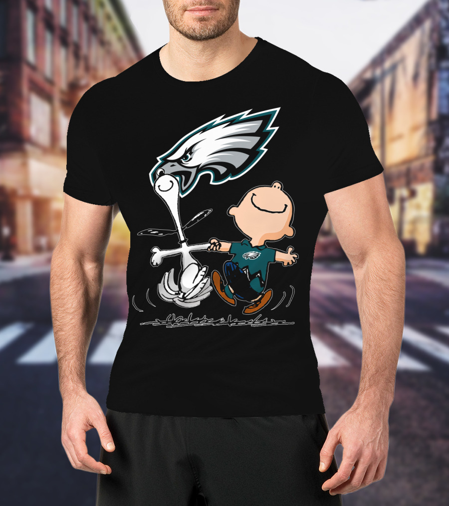 Snoopy And Philadelphia Eagles Logo Dance T-Shirt