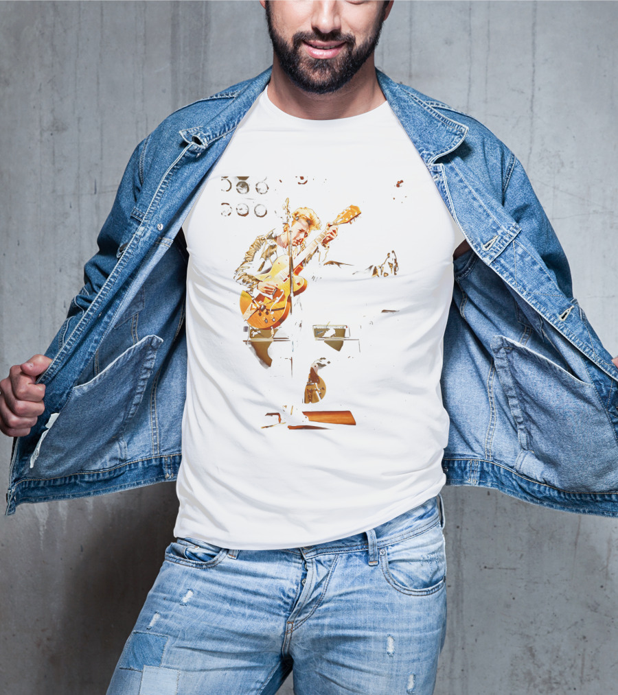 Straycats Rockabilly Guitarist In Leather Jacket T-Shirt