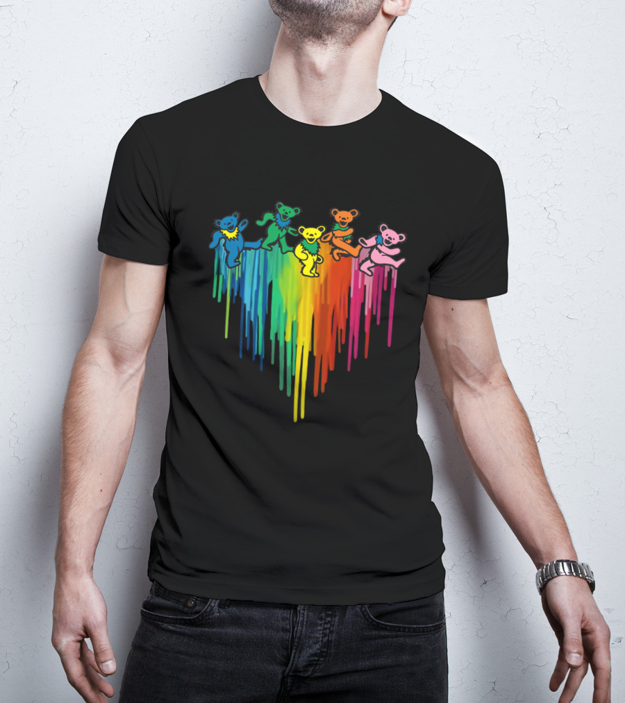 Grateful Dead Dancing Bear Rainbow Drip T-Shirt