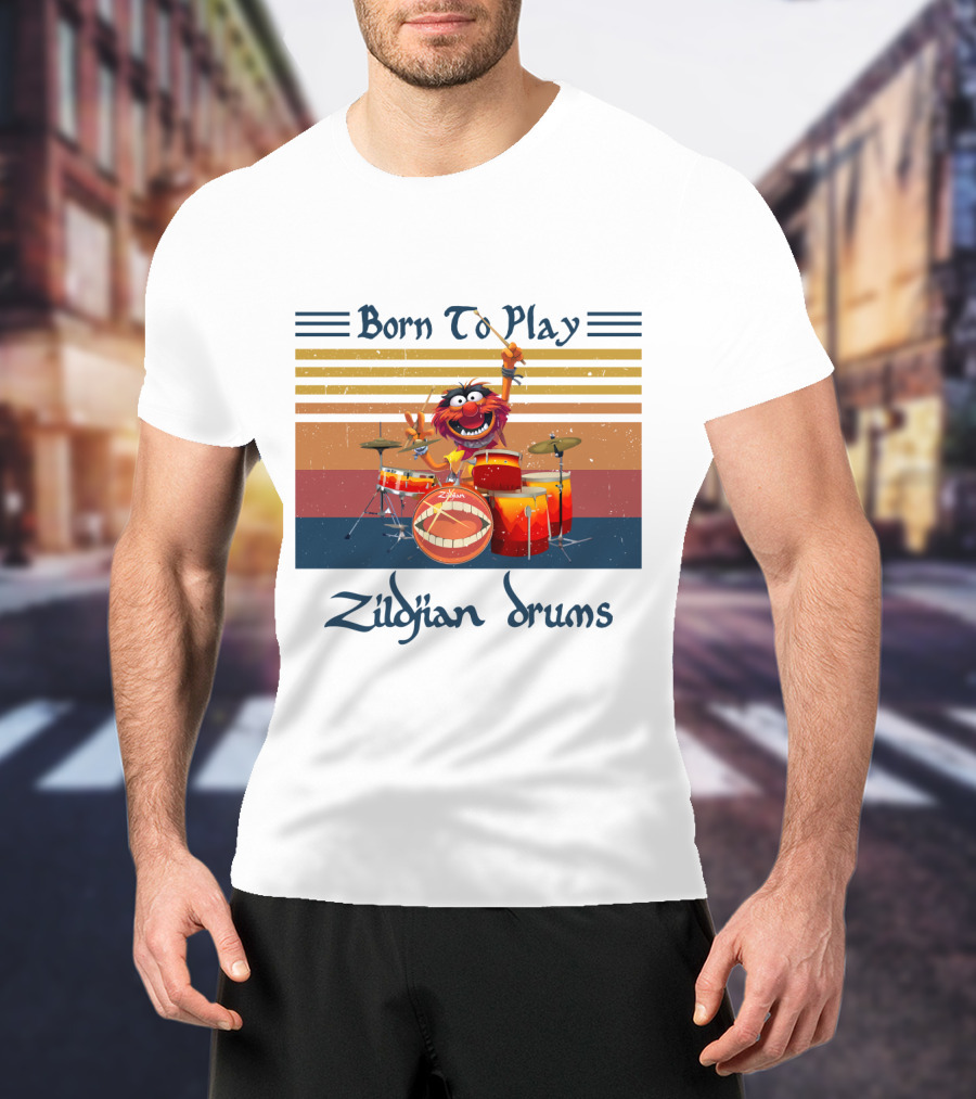 Born To Play Zildjian Drums Muppets Animal Vintage T-Shirt
