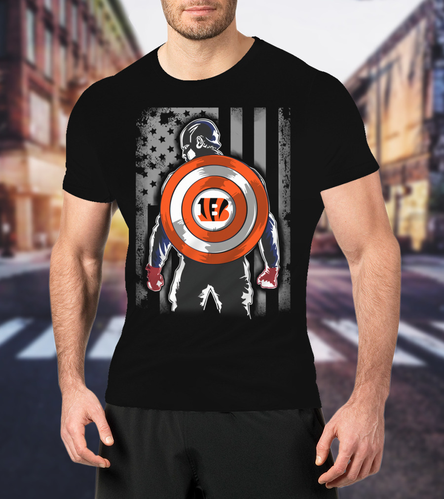 Cincinnati Bengals Captain America Shield T-Shirt