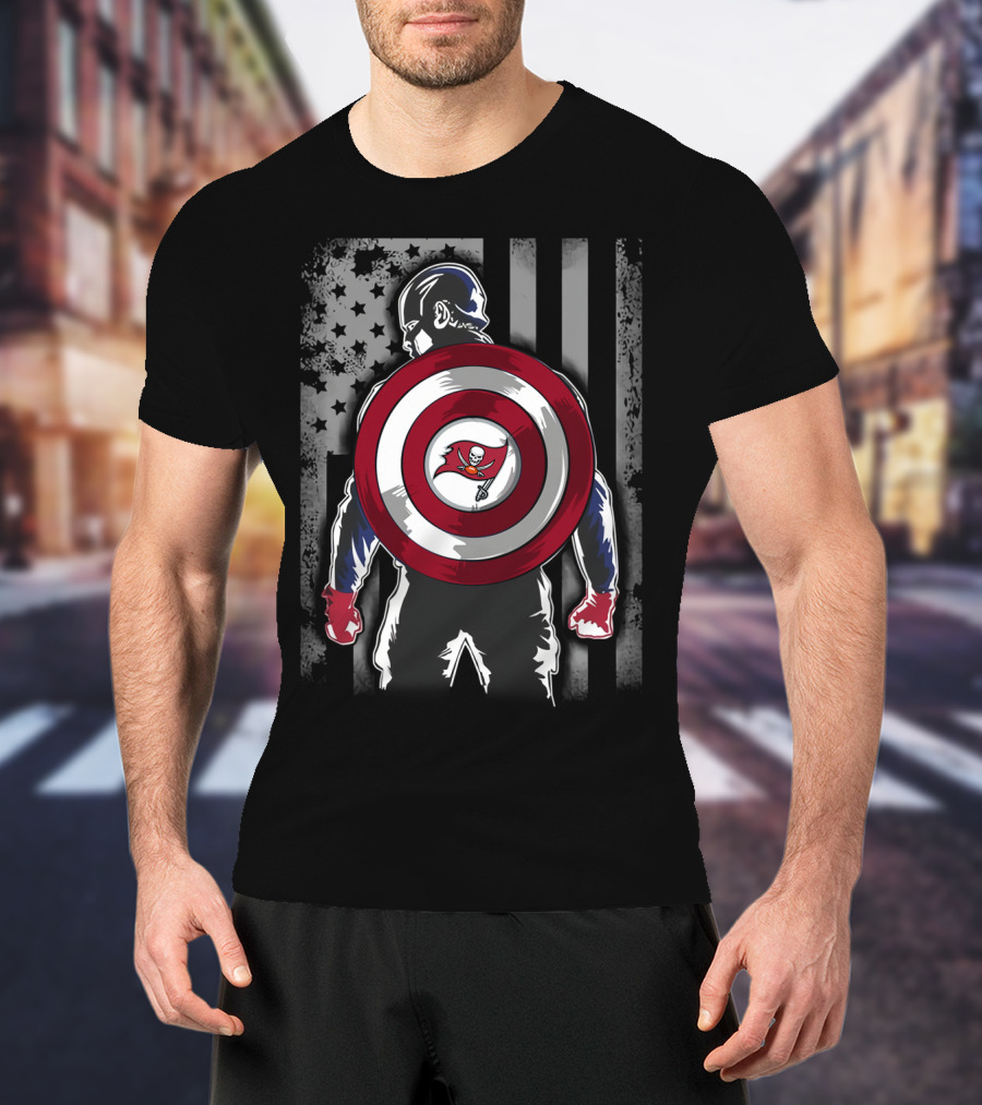 Tampa Bay Buccaneers Captain America Shield Patriotic T-Shirt