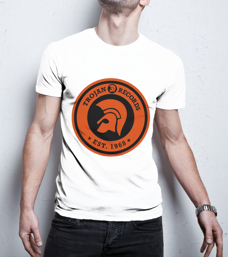 TROJAN RECORDS EST. 1968 Iconic Helmet Logo Emblem T-Shirt