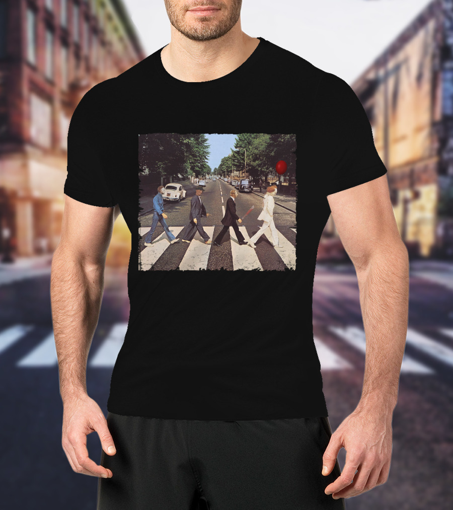 Abbey Road Horror Movie Icons Crossover Scene T-Shirt