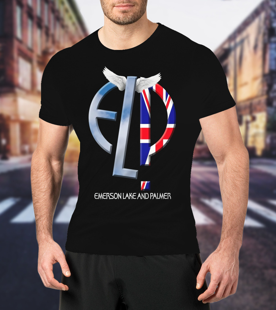 Emerson Lake And Palmer ELP Logo With Union Jack And Wings T-Shirt