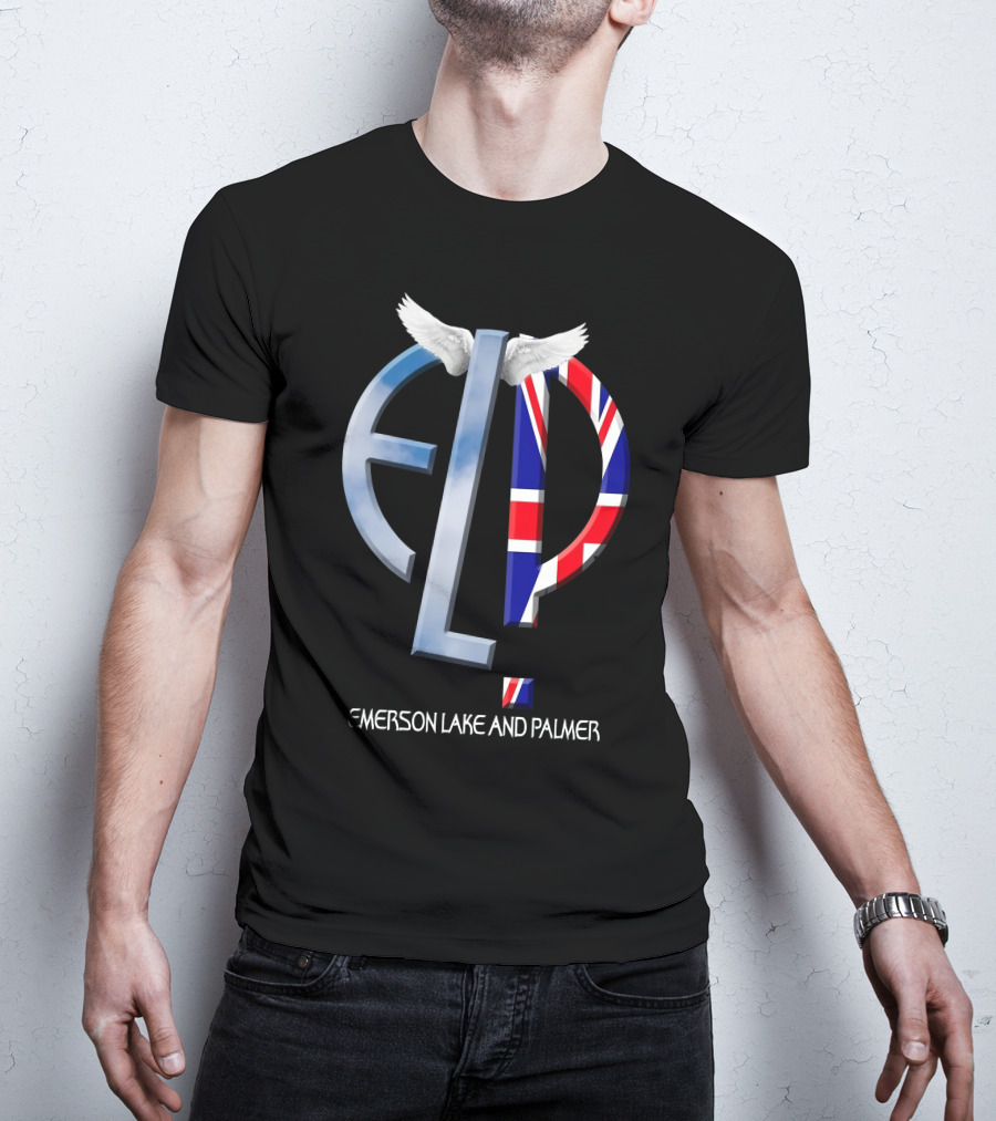 Emerson Lake And Palmer ELP Logo With Union Jack And Wings T-Shirt