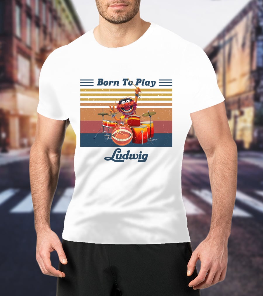 Born To Play Drums Ludwig Vintage Style Animal Muppets T-Shirt