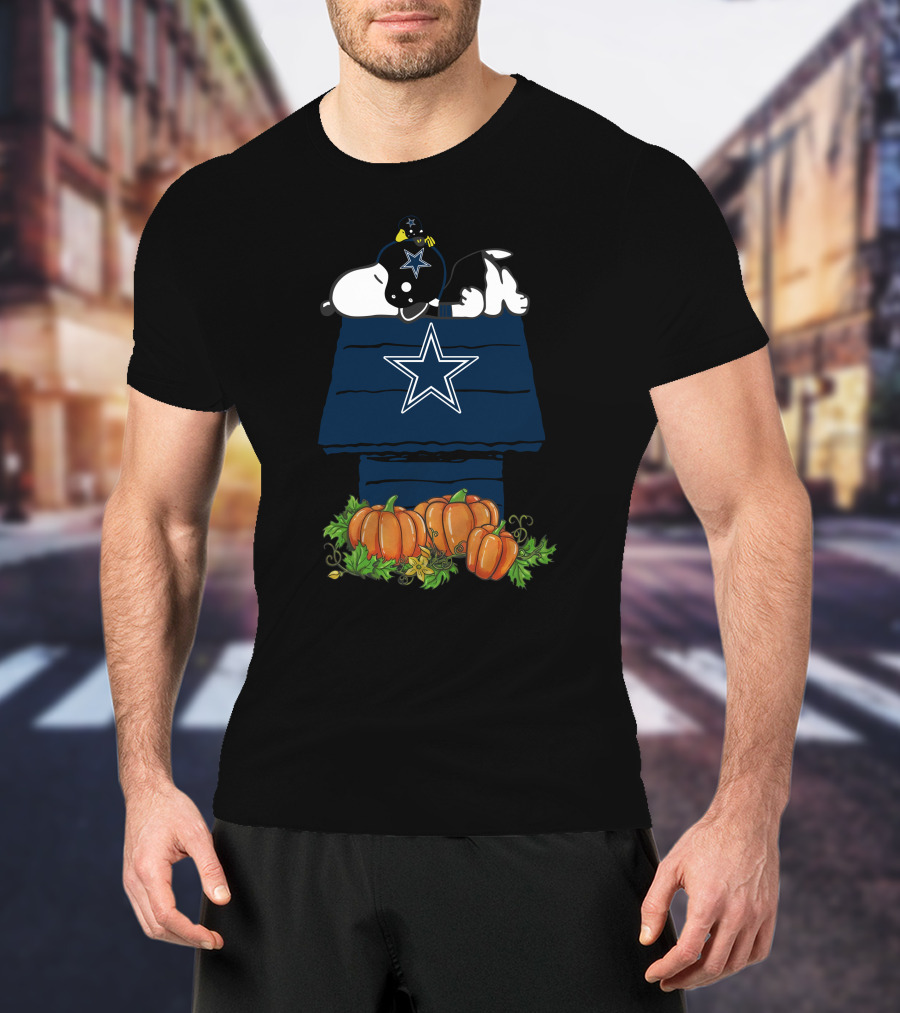 Dallas Cowboys Snoopy Pumpkin Fall Peanuts Football Halloween T-Shirt