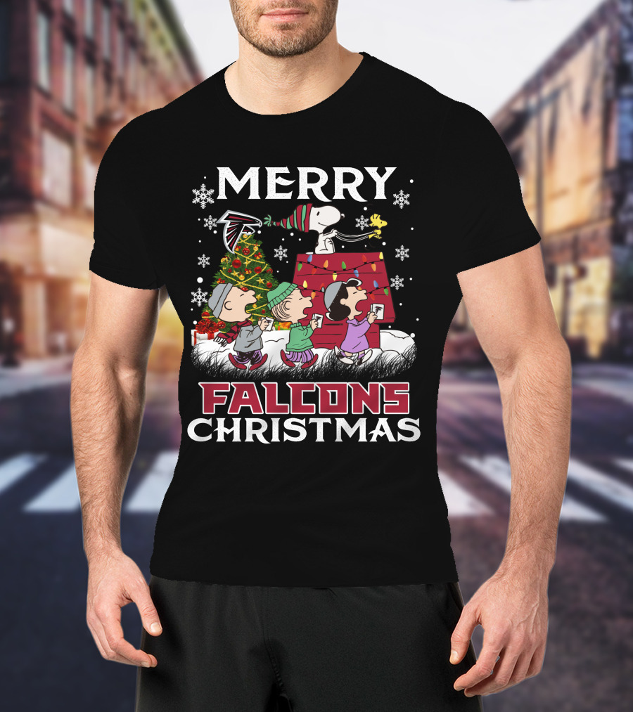 Merry Falcons Christmas Atlanta Snoopy T-Shirt