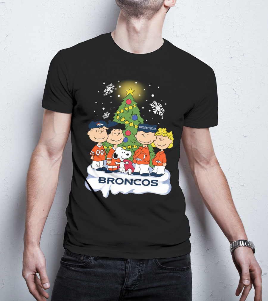 Broncos Christmas Snoopy And Peanuts Characters Holiday T-Shirt
