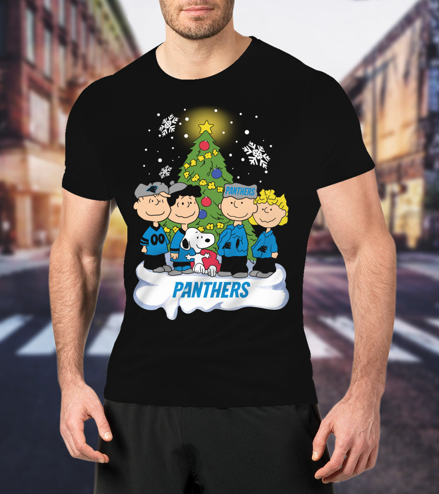 Panthers Snoopy Christmas Peanuts Characters T-Shirt