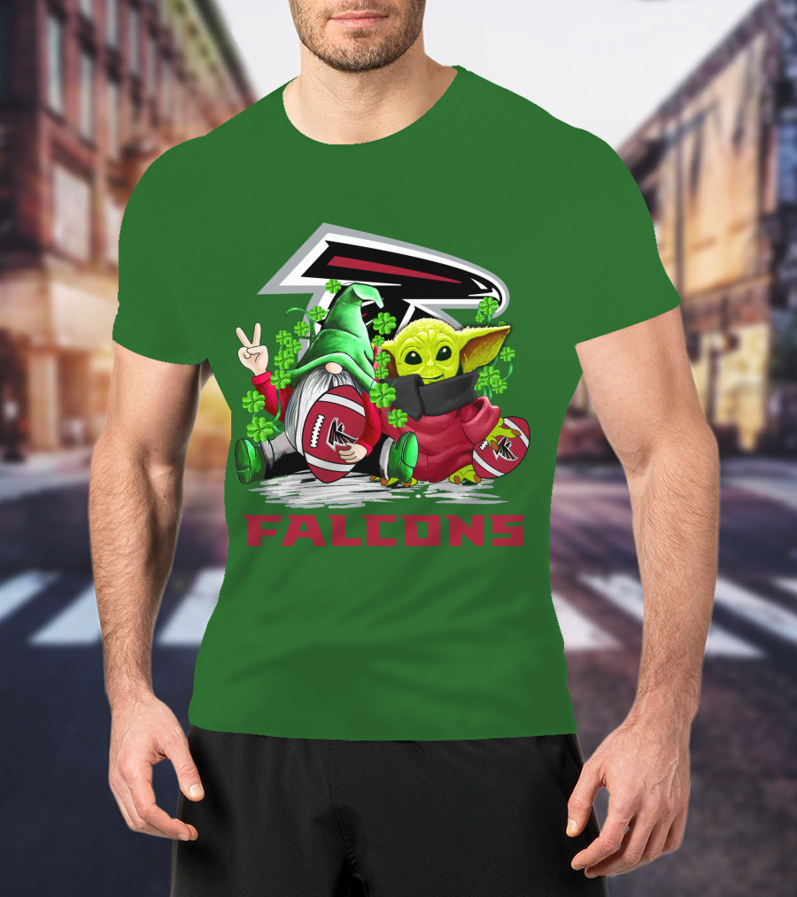 Atlanta Falcons St. Patrick's Day Football Gnome And Baby Alien T-Shirt