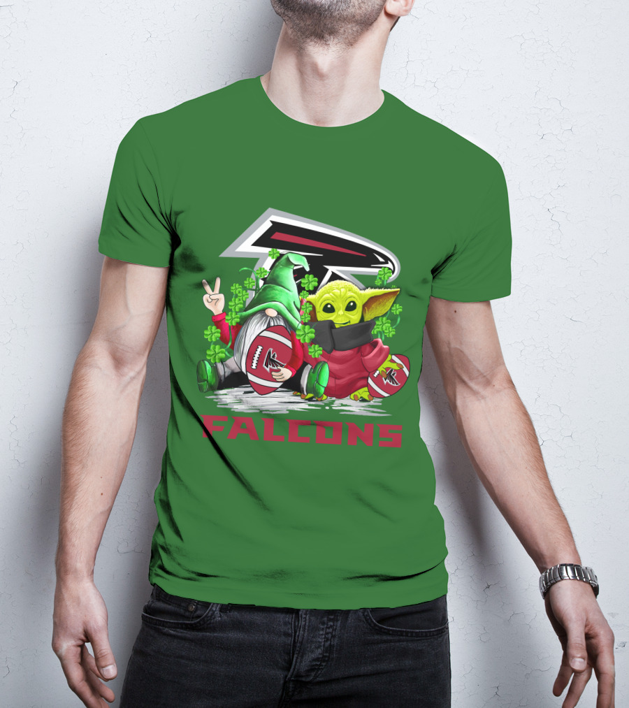 Atlanta Falcons St. Patrick's Day Football Gnome And Baby Alien T-Shirt