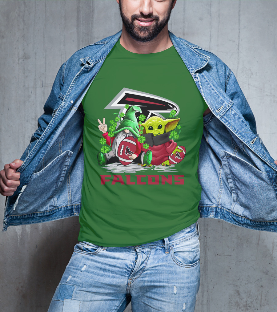 Atlanta Falcons St. Patrick's Day Football Gnome And Baby Alien T-Shirt