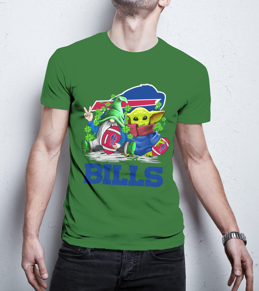 Buffalo Bills St. Patrick's Day Football With Green Gnome And Child Figure T-Shirt