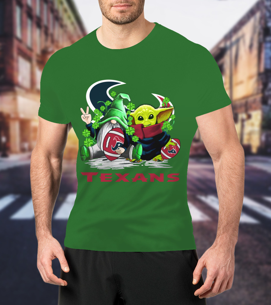 Houston Texans Football Patrick’s Day Clover Gnome And Alien T-Shirt