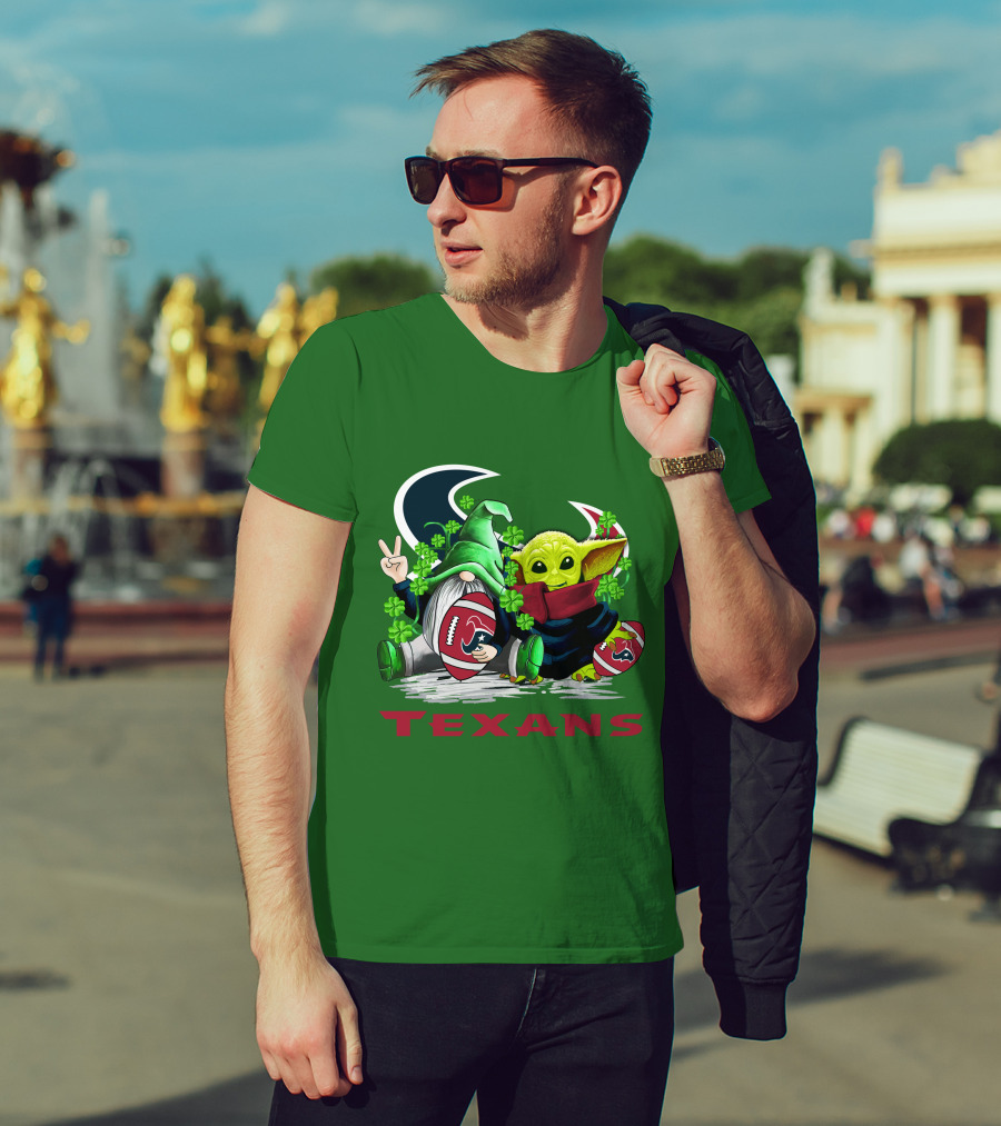 Houston Texans Football Patrick’s Day Clover Gnome And Alien T-Shirt