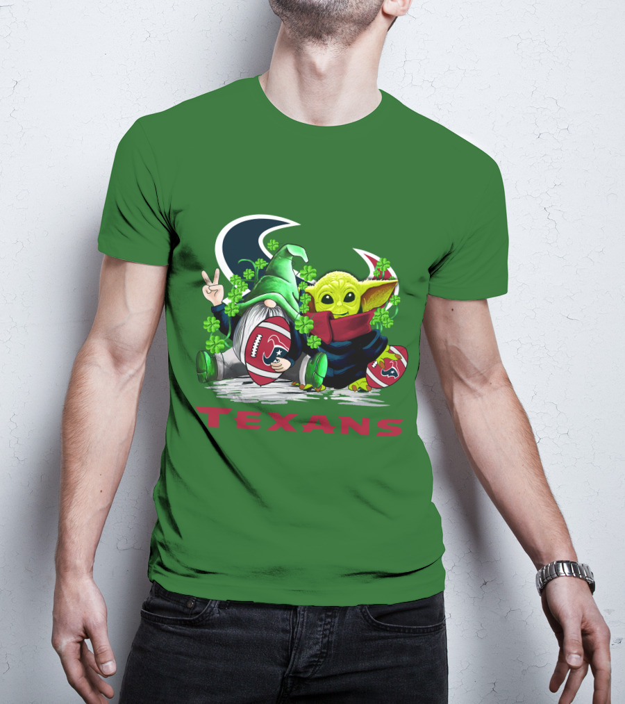 Houston Texans Football Patrick’s Day Clover Gnome And Alien T-Shirt