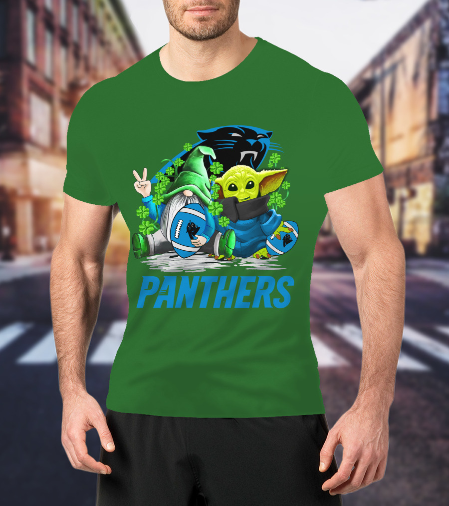 Panthers St. Patrick’s Day Football Gnome And Baby Alien T-Shirt