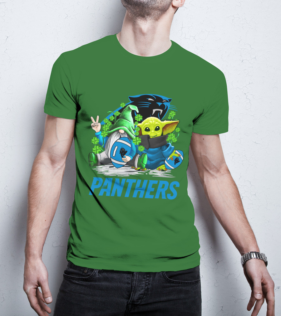 Panthers St. Patrick’s Day Football Gnome And Baby Alien T-Shirt