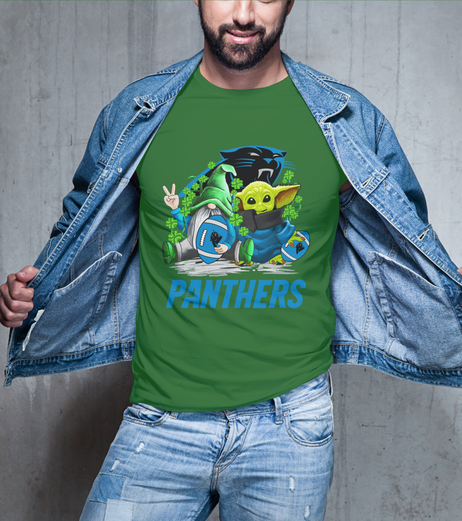 Panthers St. Patrick’s Day Football Gnome And Baby Alien T-Shirt