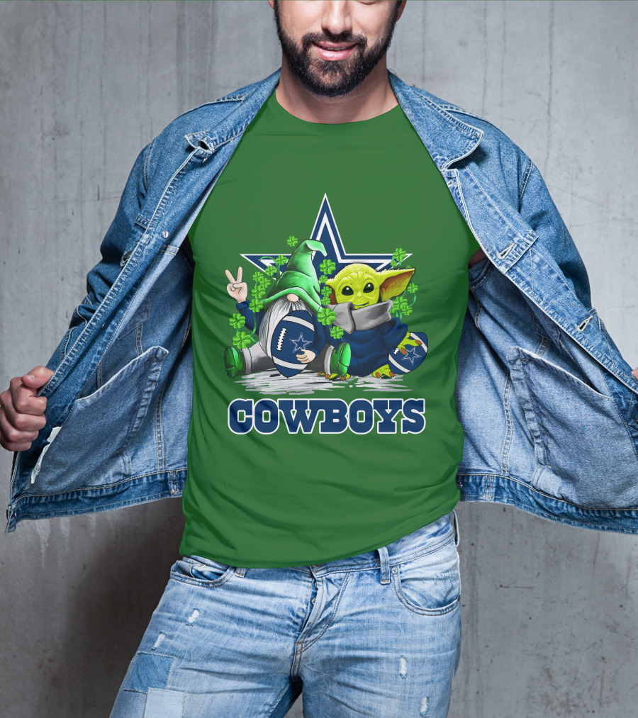 Cowboys Gnome Baby Yoda Football St. Patrick's Day T-Shirt