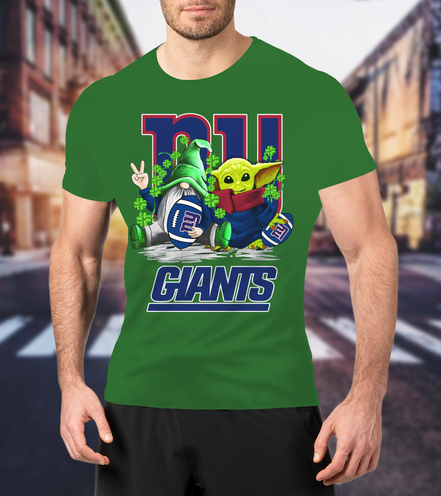 New York Giants Football St. Patrick's Day Gnome And Yoda T-Shirt
