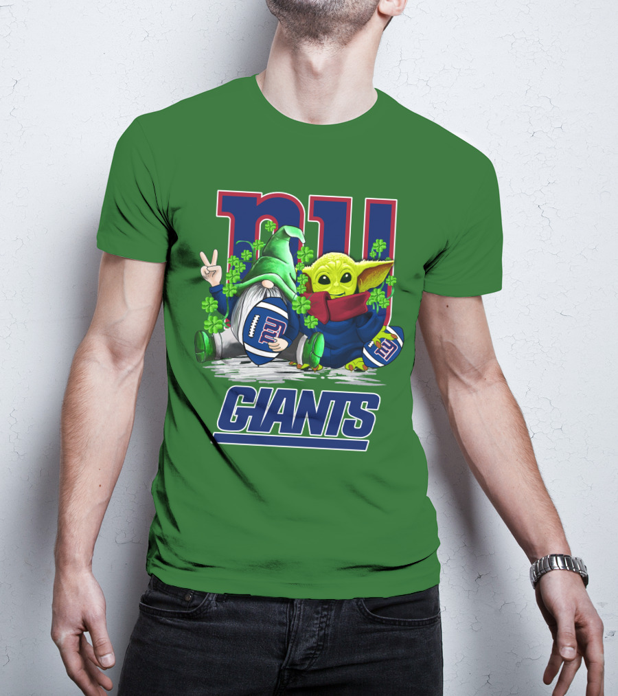 New York Giants Football St. Patrick's Day Gnome And Yoda T-Shirt