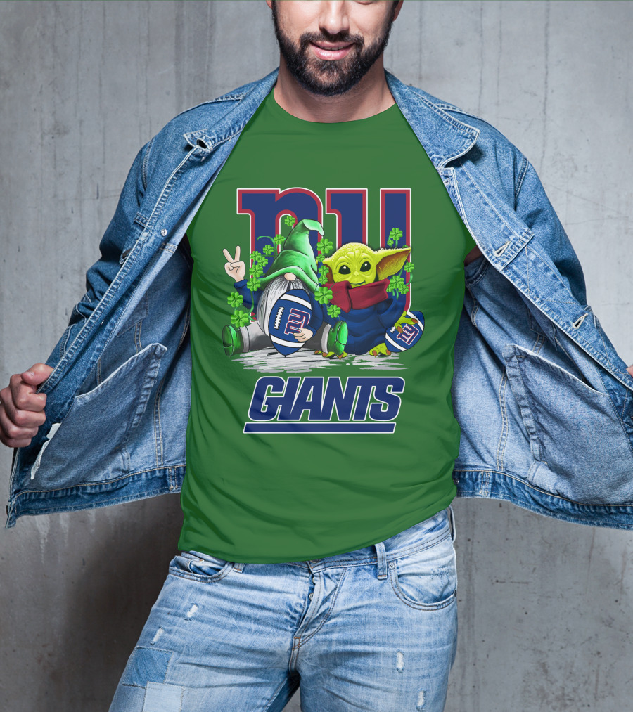 New York Giants Football St. Patrick's Day Gnome And Yoda T-Shirt