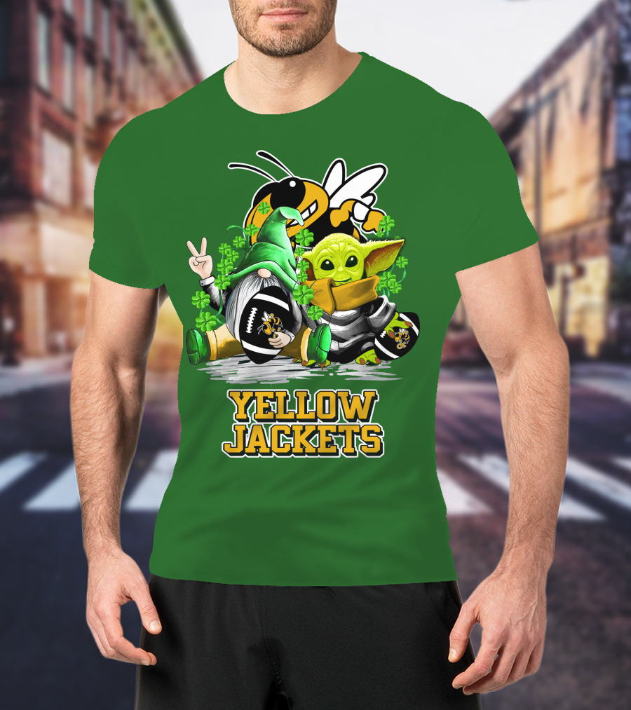 Georgia Tech Yellow Jackets St. Patrick’s Day Football Gnome And Green Baby Character T-Shirt