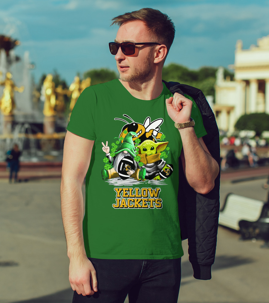 Georgia Tech Yellow Jackets St. Patrick’s Day Football Gnome And Green Baby Character T-Shirt