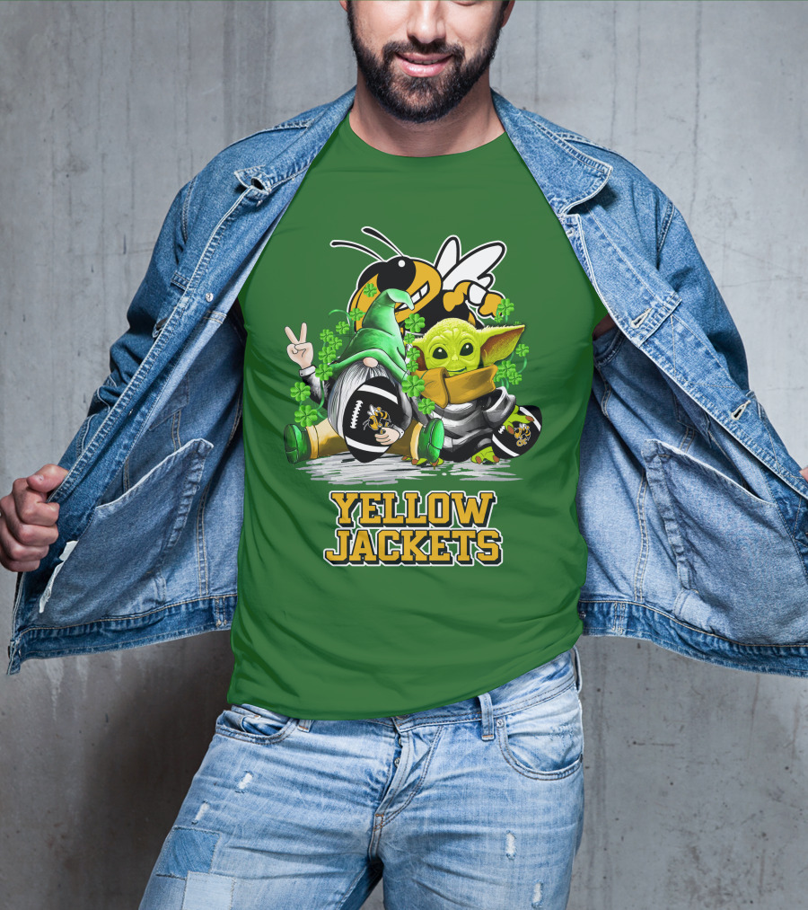 Georgia Tech Yellow Jackets St. Patrick’s Day Football Gnome And Green Baby Character T-Shirt