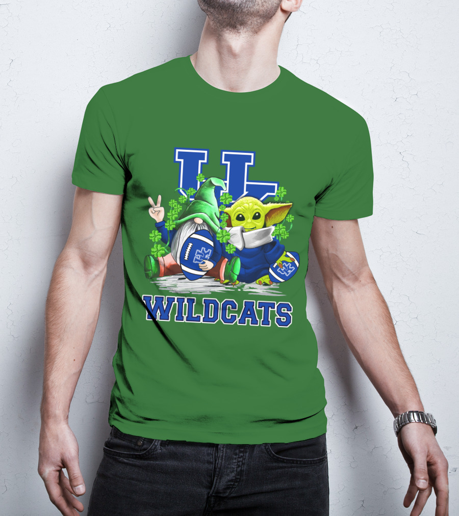 Kentucky Wildcats Football St. Patrick’s Day Shamrock Gnome And Green Alien T-Shirt