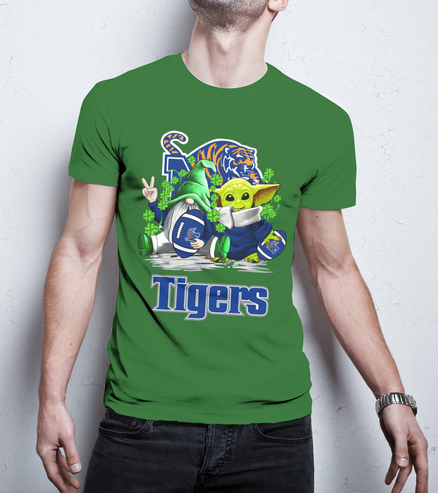 Memphis Tigers Football St. Patrick's Day Gnome And Child Icons T-Shirt