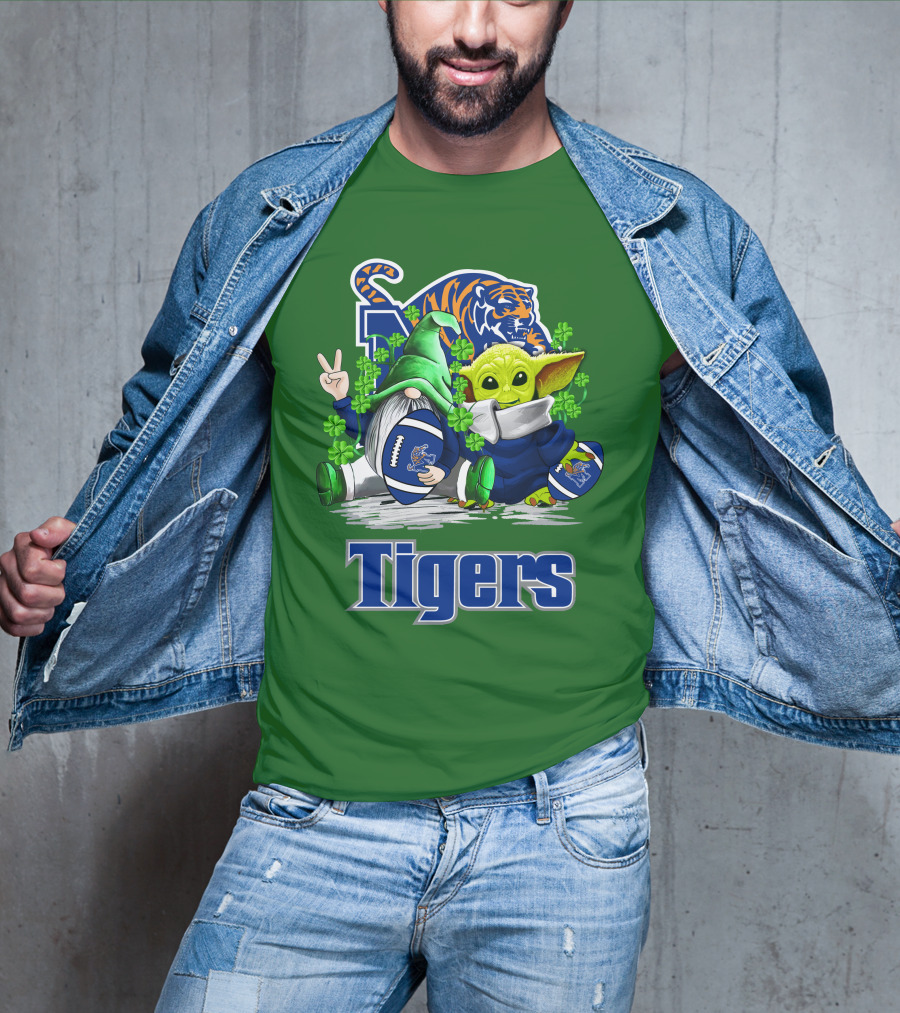 Memphis Tigers Football St. Patrick's Day Gnome And Child Icons T-Shirt