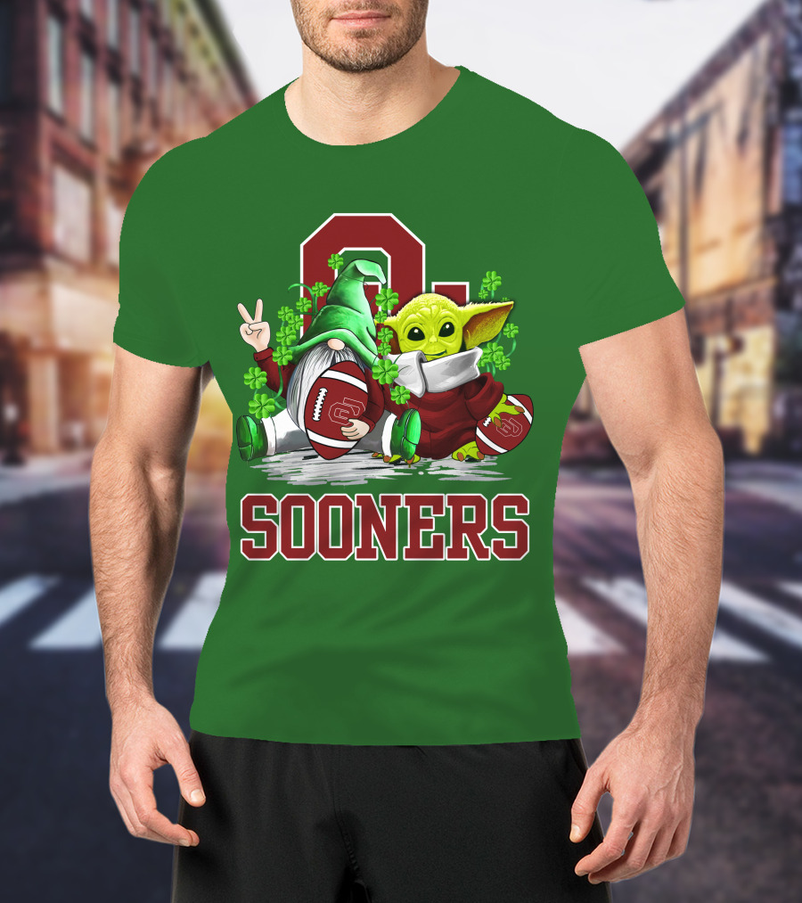 Oklahoma Sooners St. Patrick's Day Football Gnome And Alien T-Shirt