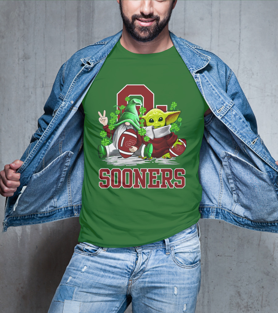 Oklahoma Sooners St. Patrick's Day Football Gnome And Alien T-Shirt