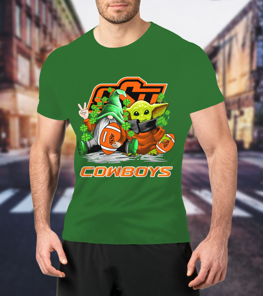 Oklahoma State Cowboys Football St. Patrick’s Day Yoda And Gnome T-Shirt