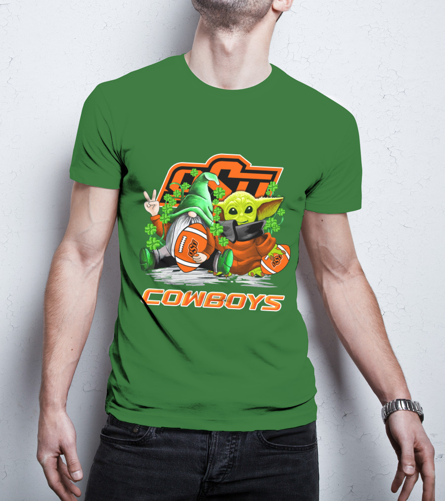 Oklahoma State Cowboys Football St. Patrick’s Day Yoda And Gnome T-Shirt