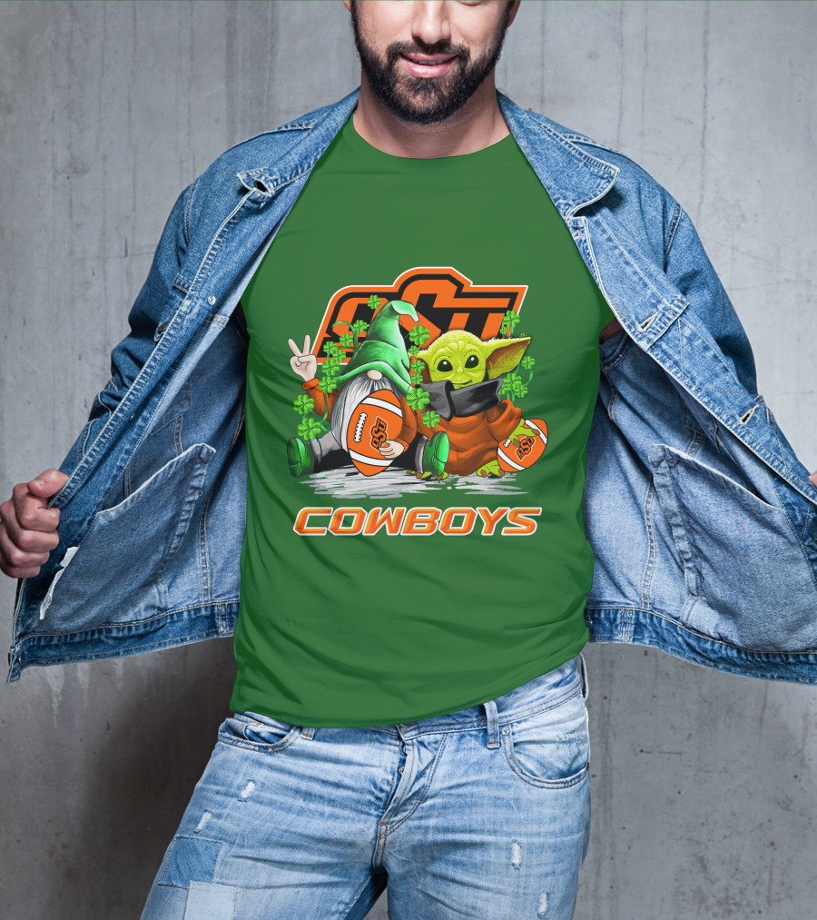 Oklahoma State Cowboys Football St. Patrick’s Day Yoda And Gnome T-Shirt
