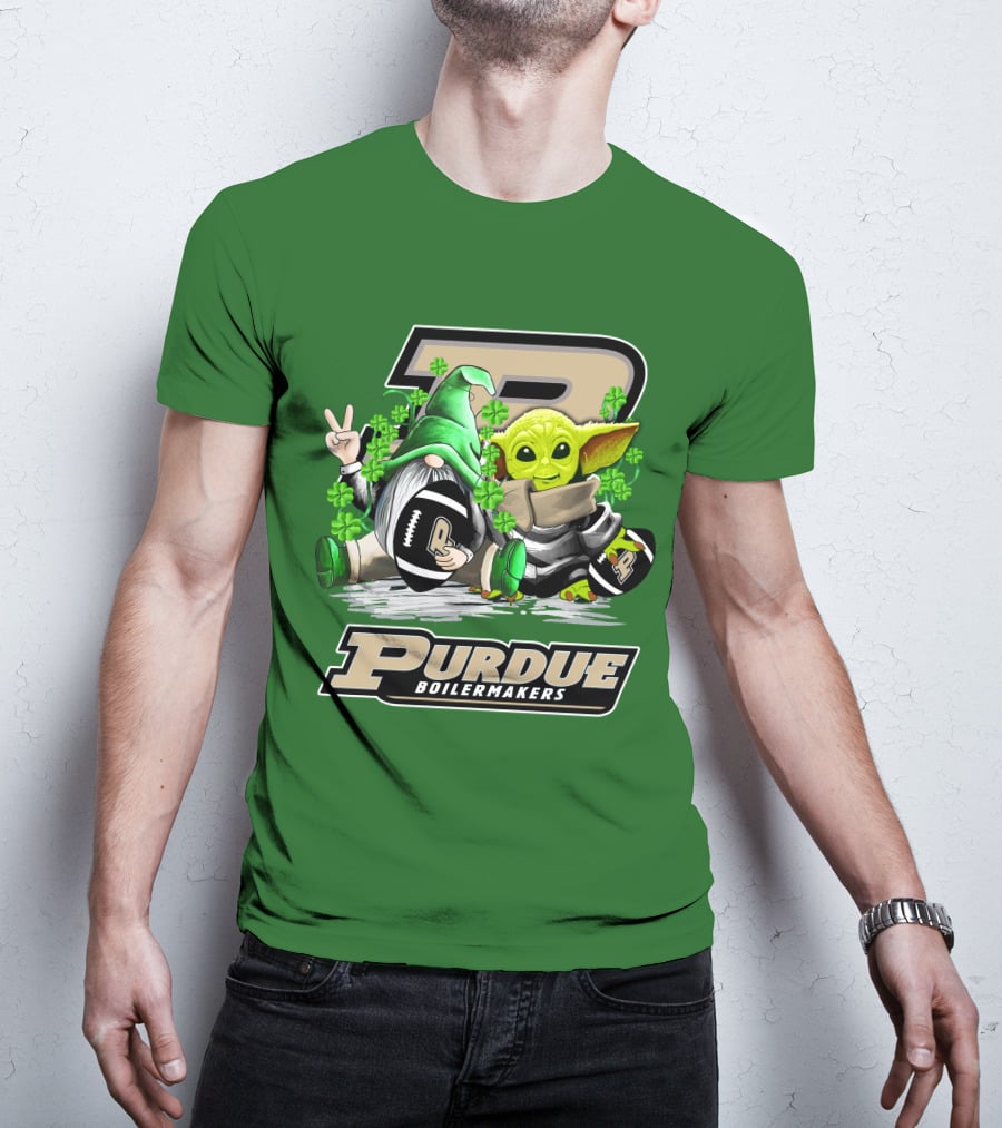 Purdue Boilermakers St. Patrick's Day Football With Gnome And Baby Alien T-Shirt