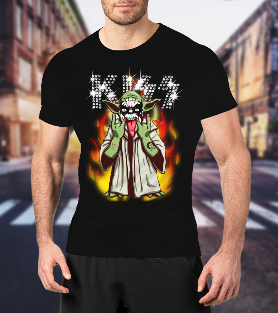 Yod1 Star Wars KISS Mashup With Flames T-Shirt