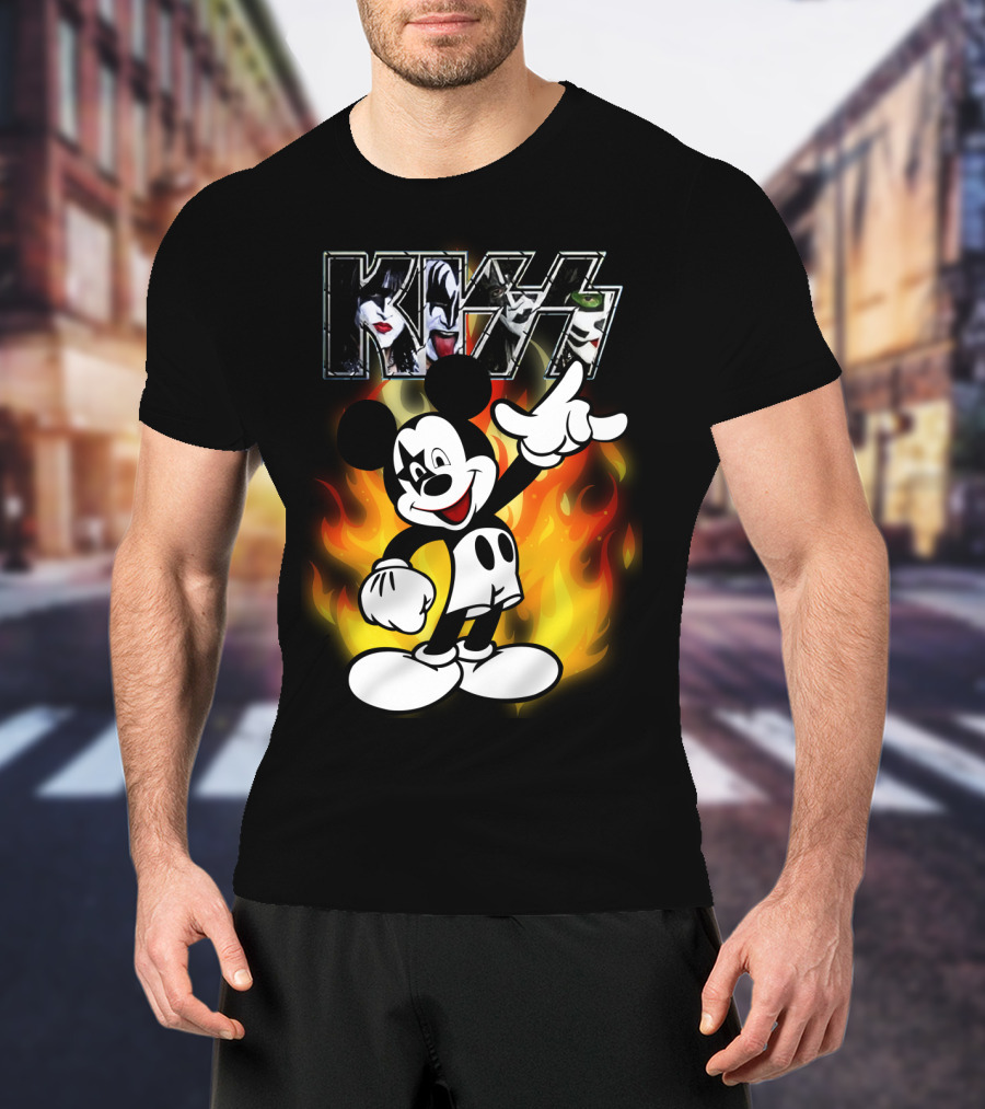 KISS Mickey Mouse Fire T-Shirt