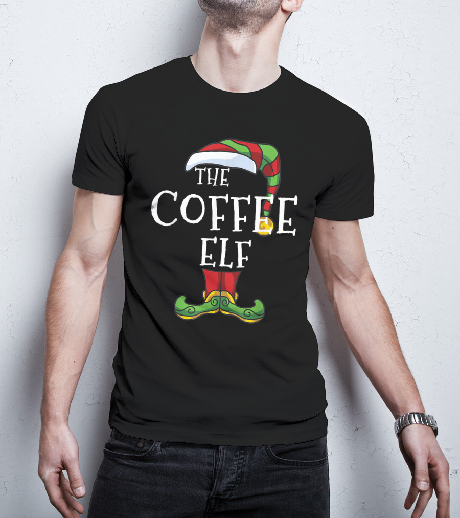 The Coffee Elf Christmas Holiday Family Pajama Party T-Shirt