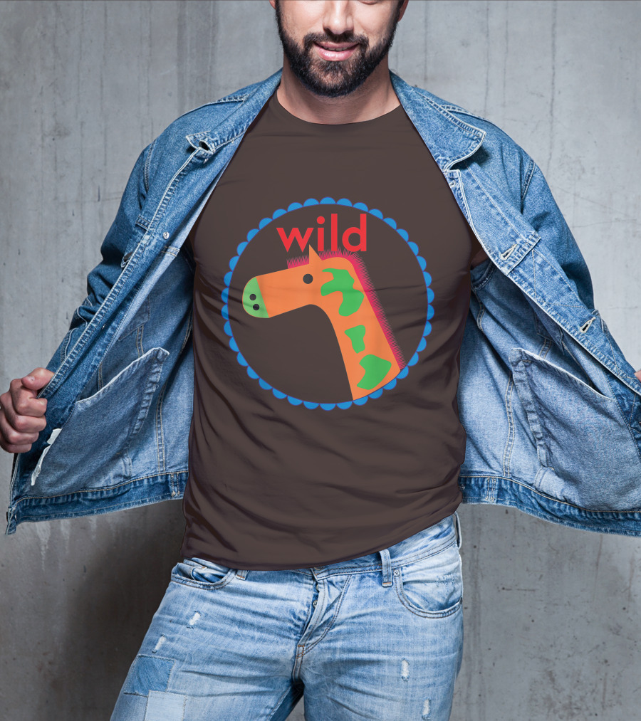 Wild Horse Multicolored Pattern Circle T-Shirt