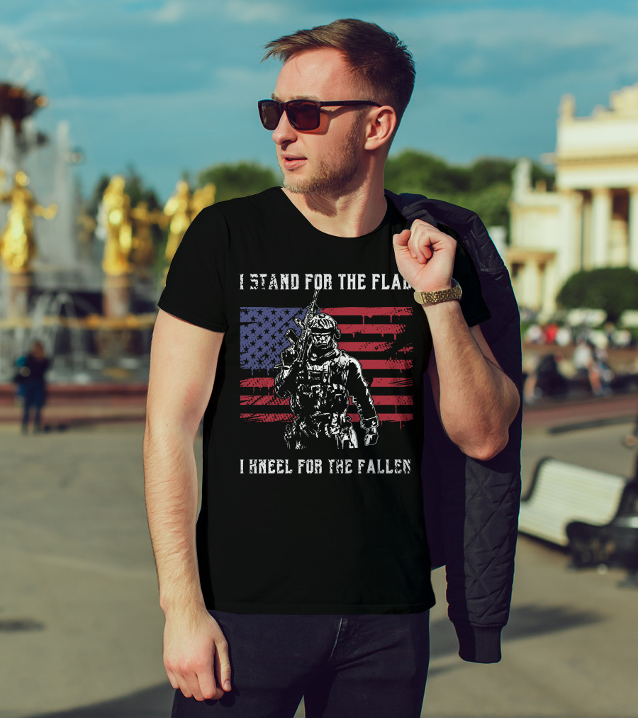 I Stand For The Flag Kneel For The Fallen American Flag Soldier Memorial Day T-Shirt