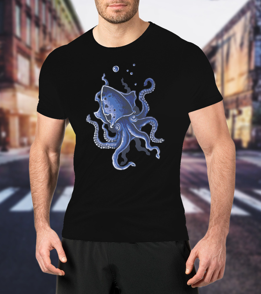 Octopus Ocean Blue Tentacles Deep Sea Mystery T-Shirt